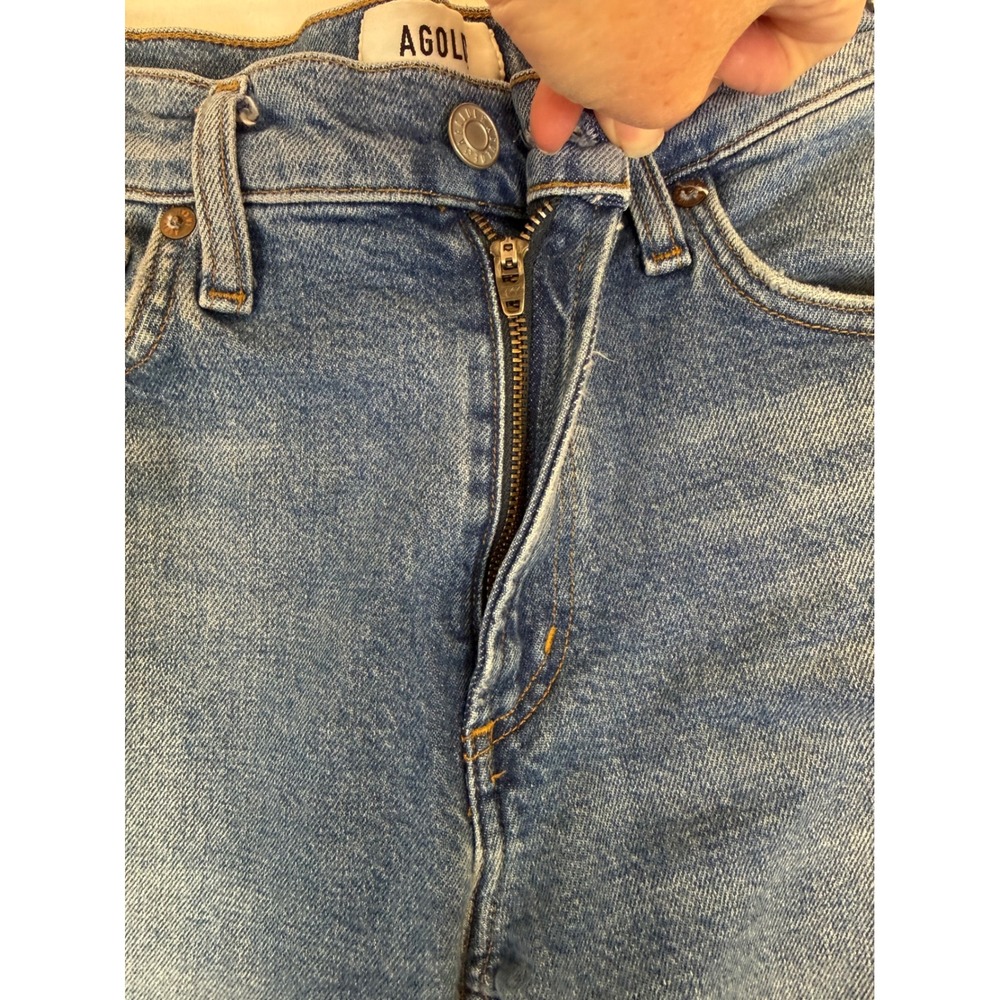 AGOLDE Lyle Low Rise Slim Jeans 5-Pocket Raw Hem Light Wash Stretch Size 27 - Picture 8 of 13